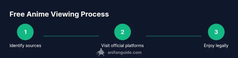 Process infographic showing steps to watch anime legally for free
